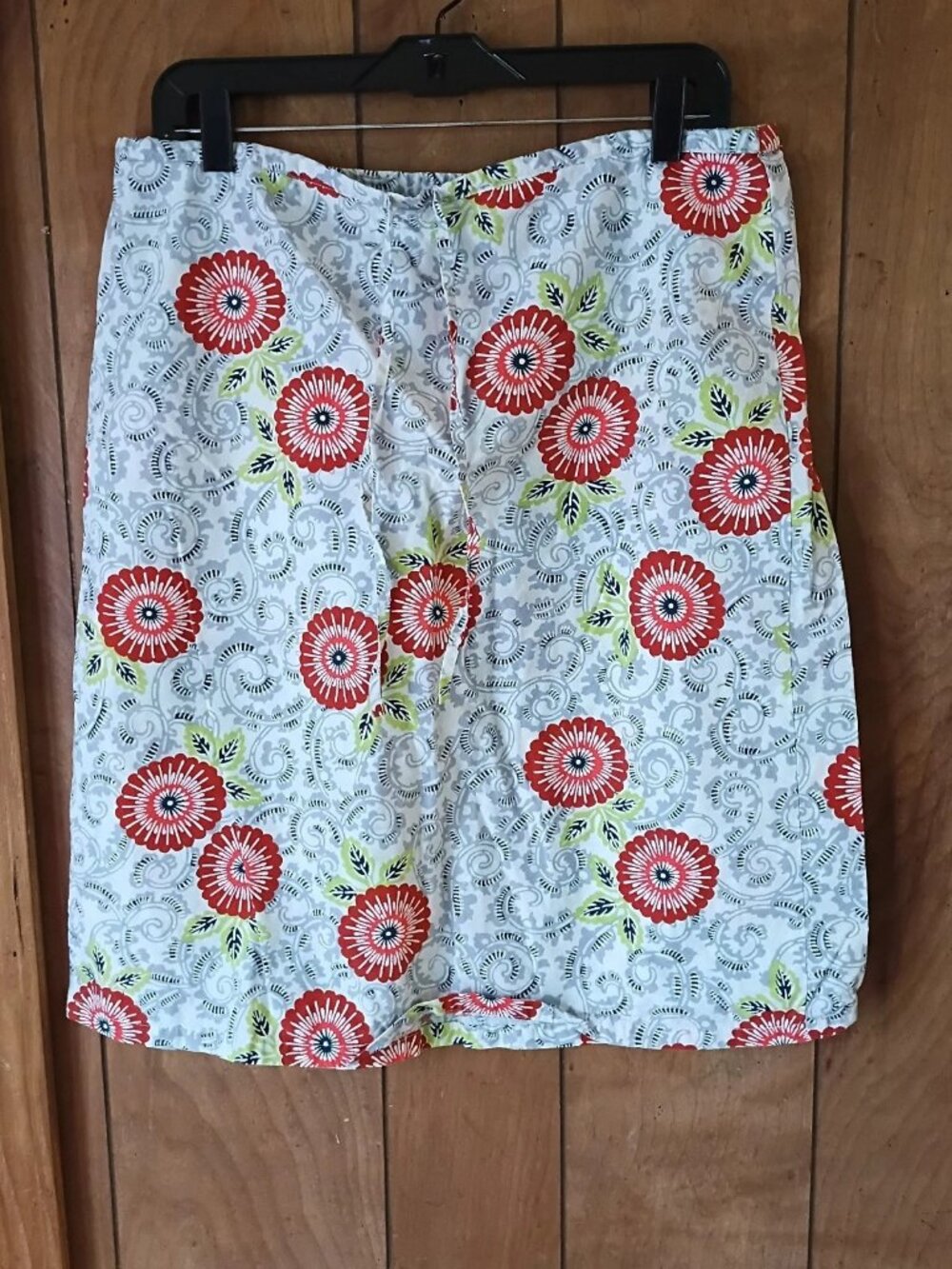 The Limited Women's Size L Floral Cotton Drawstring Elastic Waist Skirt